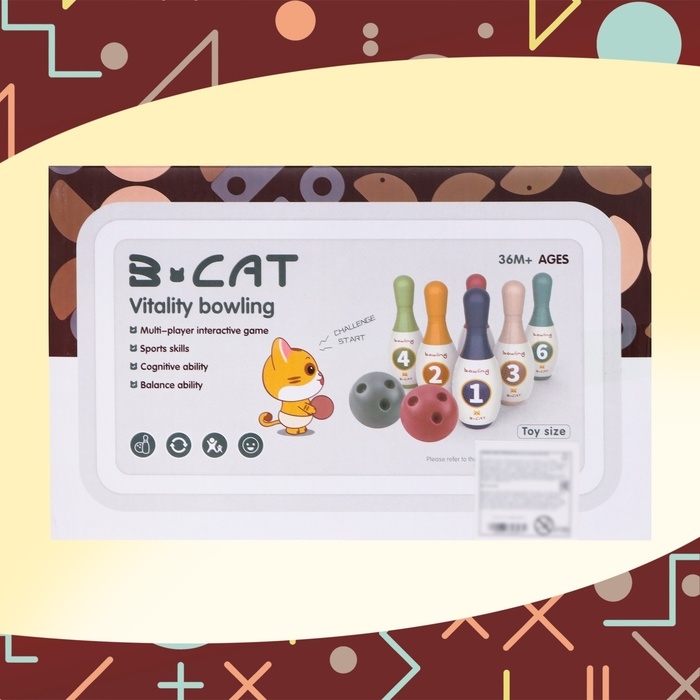 Боулинг &laquo;Котята&raquo;, 6 кеглей 15&times;5 см, 2 шара, диаметр 8 см