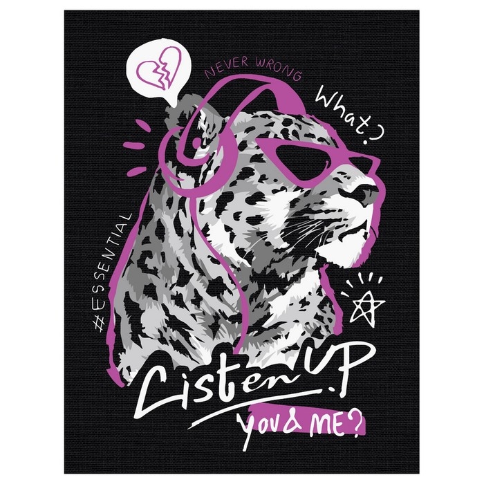 Картина по номерам &laquo;Стильный гепард&raquo;, 30 &times; 40 см, на черном холсте