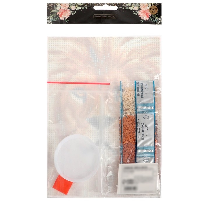 Алмазная мозаика с полным заполнением на холсте &laquo;Лев&raquo;, 15 х 21 см