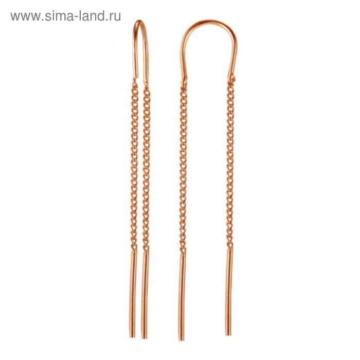 Серьги висячие «Ниточки», розовое золочение Серьги висячие «Ниточки», розовое золочение