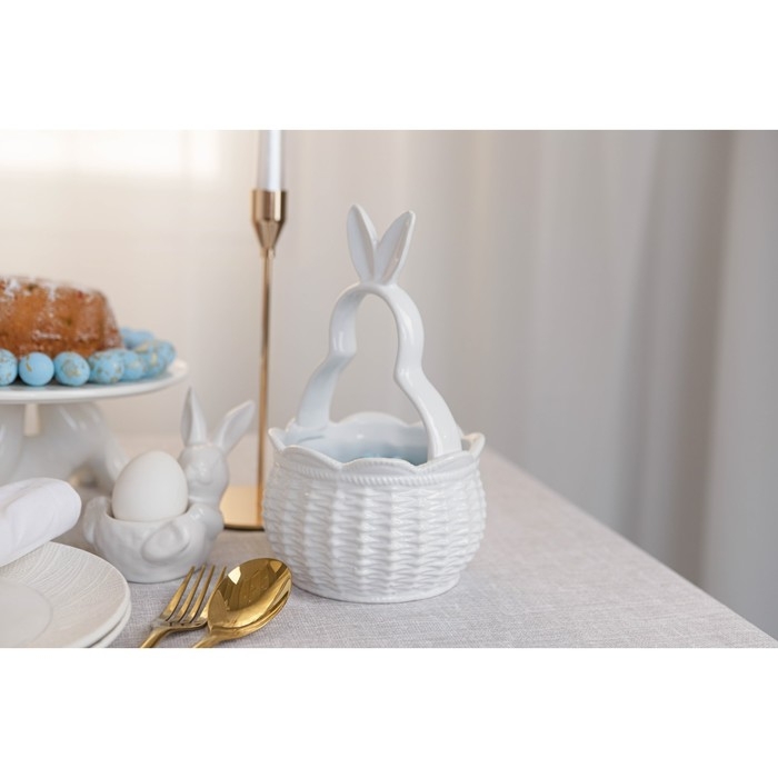 Конфетница Доляна &laquo;Зайка&raquo;, 13,3&times;21,5 см, цвет белый