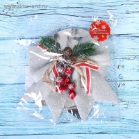 Ёлочная игрушка &laquo;Зимнее волшебство. Бант - шишки, ягодки&raquo; пластик, 21х18 см, серебро