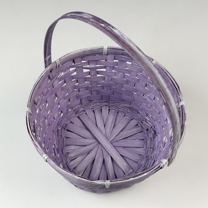 Корзина плетеная, D26 х 12/30 см, фиолетовая, бамбук Корзина плетеная, D26 х 12/30 см, фиолетовая, бамбук