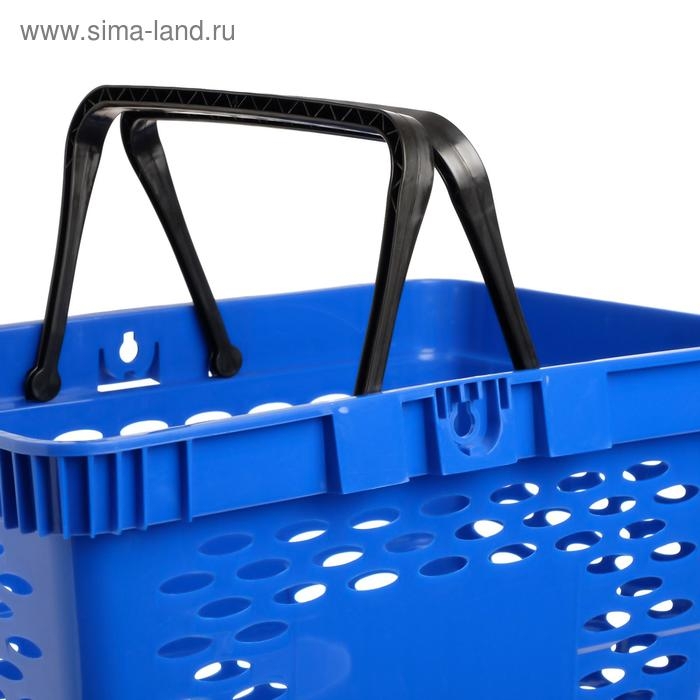 Корзина покупательская пластиковая, 20 л, 2 пластиковые ручки, цвет синий Корзина покупательская пластиковая, 20 л, 2 пластиковые ручки, цвет синий