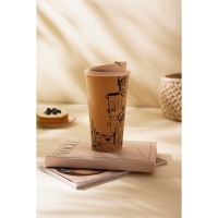 Стакан для кофе с крышкой SL Home &laquo;Севилья&raquo;, пробковый, 450 мл, 9,5&times;9,5&times;18,5 см, цвет бежевый