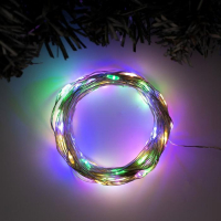 Гирлянда «Нить» 10 м роса, IP20, серебристая нить, 100 LED, свечение мульти, 12 В Гирлянда «Нить» 10 м роса, IP20, серебристая нить, 100 LED, свечение мульти, 12 В