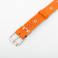 Ошейник кожаный тисненый на фетре, безразмерный, 67 х 3,5 см, ОШ 31-60 см, рыжий Ошейник кожаный тисненый на фетре, безразмерный, 67 х 3,5 см, ОШ 31-60 см, рыжий