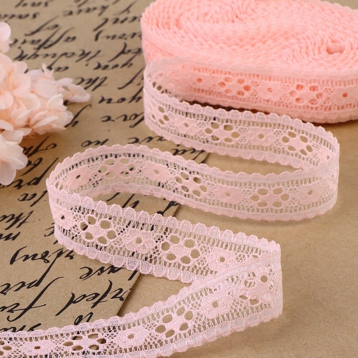 Кружево капроновое, 22 мм × 10 ± 1 м, цвет нежно-розовый Кружево капроновое, 22 мм × 10 ± 1 м, цвет нежно-розовый