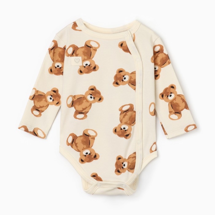 Боди с длинным рукавом Крошка Я Боди с длинным рукавом Крошка Я "Медвежата", рост 62-68, бежевый
