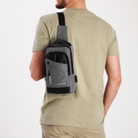 Сумка-слинг мужская из текстиля, с USB, цвет серый Сумка-слинг мужская из текстиля, с USB, цвет серый