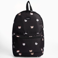 Рюкзак школьный текстильный «Коты», 42х14х28 см, цвет чёрный Рюкзак школьный текстильный «Коты», 42х14х28 см, цвет чёрный