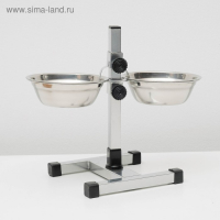 Подставка с мисками, 2 х 500 мл, высота 30 см, разборная с верхним фиксатором, хром