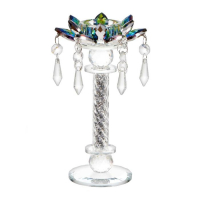 Подсвечник стекло на 1 свечу "Лотос на пьедестале" зелень голография 22,3х10,5х10,5 см