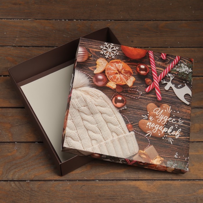 Новый год. Коробка подарочная новогодняя складная, крышка-дно Новый год. Коробка подарочная новогодняя складная, крышка-дно "Атмосфера Нового Года" 30 х 30 х 8 см