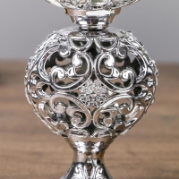 Подсвечник пластик, стекло на 1 свечу "Ажурный шар" бокал на ножке серебро 15х6х6 см