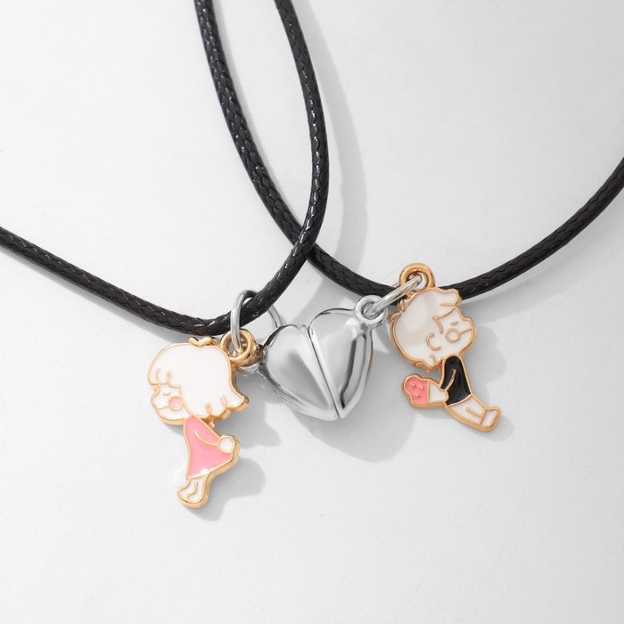 Кулоны &laquo;Неразлучники&raquo; на магните, мальчик и девочка, цветные, 40 см