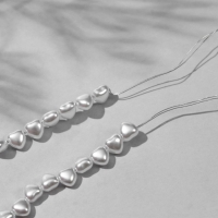 Бусины пластиковые на нити &laquo;Жемчуг&raquo; сердце 0,6&times;0,6&times;0,5 см, (набор 180 шт.), цвет белый