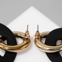 Серьги металл «Цепь» неровность, 2 звена, цвет золотисто-чёрный Серьги металл «Цепь» неровность, 2 звена, цвет золотисто-чёрный