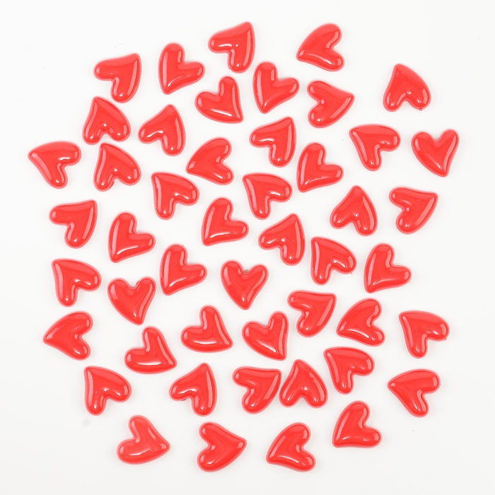 Кабошон «Сердечко», набор 50 шт., размер 1 шт. — 2,6 × 2,6 × 0,3 см, цвет красный Кабошон «Сердечко», набор 50 шт., размер 1 шт. — 2,6 × 2,6 × 0,3 см, цвет красный