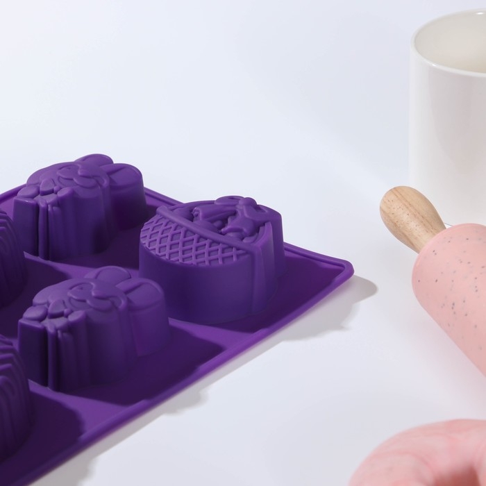 Форма для выпечки Доляна &laquo;Пасха&raquo;, силикон, 29&times;17 см, 8 ячеек (6,5&times;5,2 см), цвет МИКС