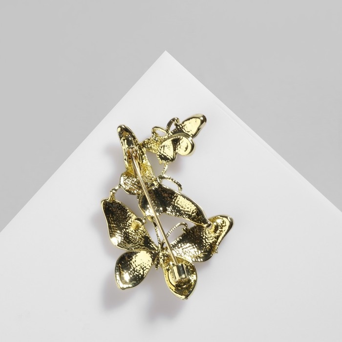 Брошь &laquo;Бабочки&raquo; трио, цветная в золоте