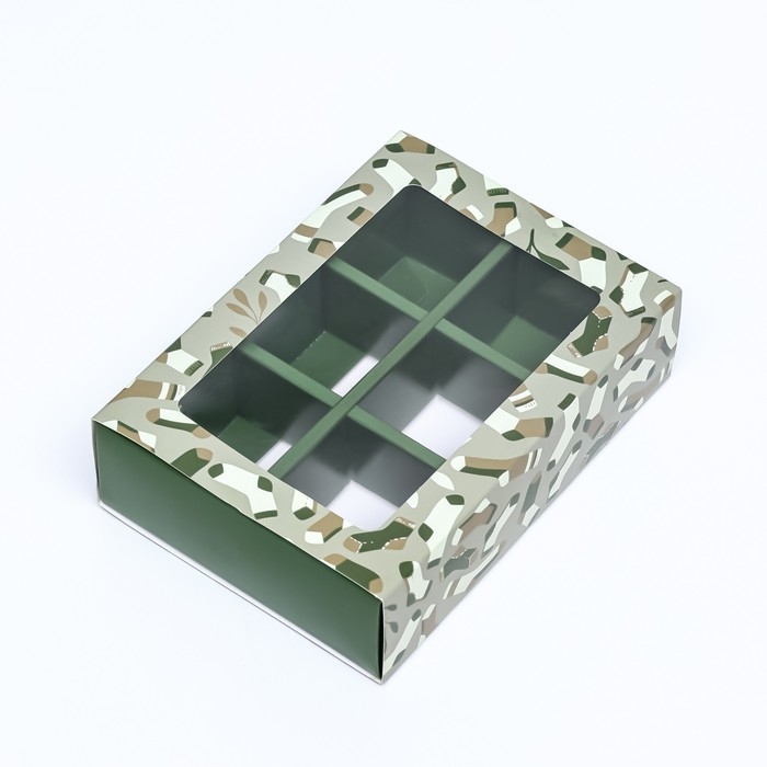 Коробка для конфет 6 шт, "23 Февраля" 13,7 х 9,8 х 3,8 см. Кондитерская упаковка