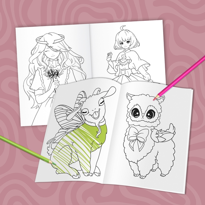 Набор &laquo;Очень милые раскраски&raquo;, А5, 2 шт. по 16 стр., Аниме