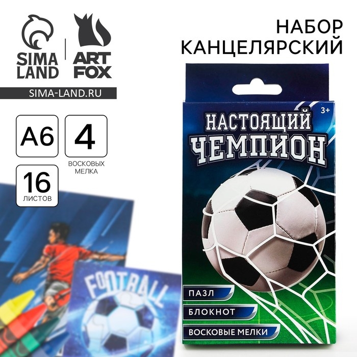 Подарочный набор блокнот - раскраска, мелки 4 шт. &laquo;Настоящий чемпион&raquo;