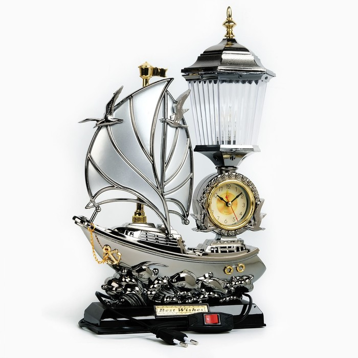 Светильник настольный, часы будильник "Эскала", 34 х 25 см