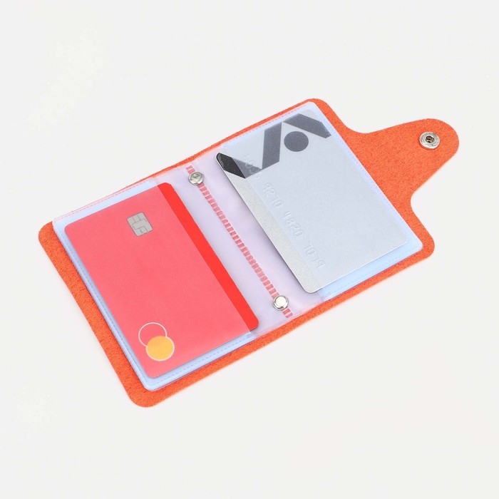 Визитница на кнопке, 12 карт, цвет оранжевый Визитница на кнопке, 12 карт, цвет оранжевый
