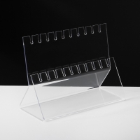 Подставка под серёжки на 10 пар, 2 ряда, 16&times;6,5&times;11, оргстекло 2 мм, В ЗАЩИТНОЙ ПЛЁНКЕ