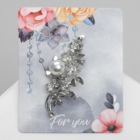 Брошь &laquo;Букет с жемчугом&raquo;, цвет белый в серебре