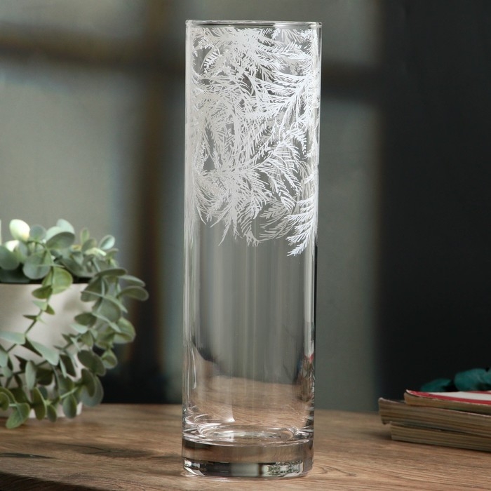 Ваза для цветов, новогодняя &laquo;Новый год: Ель&raquo; стеклянная, прозрачная, 26,3 см