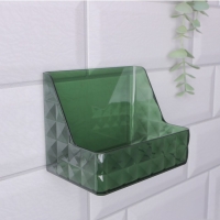 Органайзер для хранения «GREEN», навесной, 1 секция, с клеевой основой, 11,8 × 7,8 × 9 см, цвет полупрозрачный/зелёный Органайзер для хранения «GREEN», навесной, 1 секция, с клеевой основой, 11,8 × 7,8 × 9 см, цвет полупрозрачный/зелёный