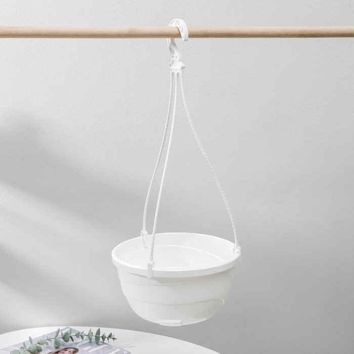 Кашпо для цветов подвесное с прикорневым поливом &laquo;Мальва&raquo;, 4.7 л, белое