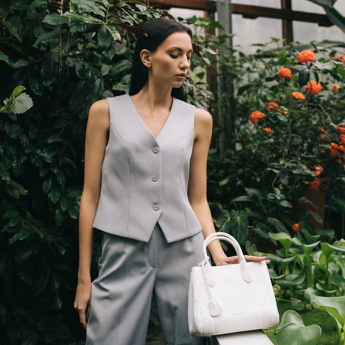 Сумка женская на молнии, TEXTURA, маленький размер, цвет белый Сумка женская на молнии, TEXTURA, маленький размер, цвет белый