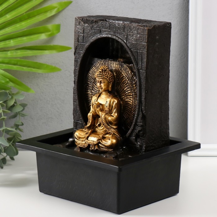 Фонтан настольный от сети, подсветка Фонтан настольный от сети, подсветка "Будда медитация в гроте" 21х17,5х26 см