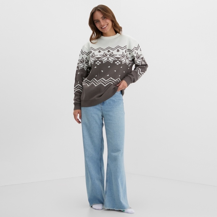 Новый год. Джемпер вязаный KAFTAN Scandinavia размер 56, серый Новый год. Джемпер вязаный KAFTAN Scandinavia размер 56, серый