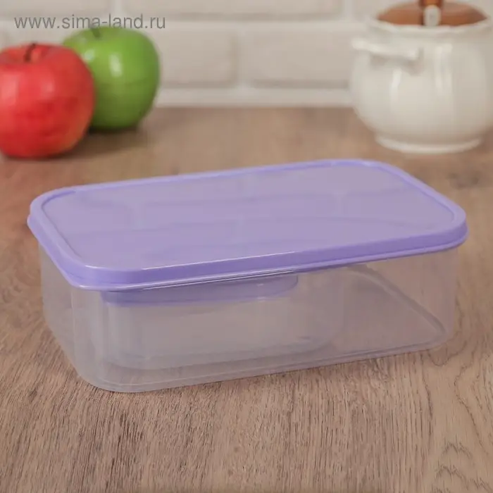 Набор контейнеров пищевых прямоугольных Доляна, 3 шт: 150 мл, 500 мл, 1,2 л, цвет сиреневый