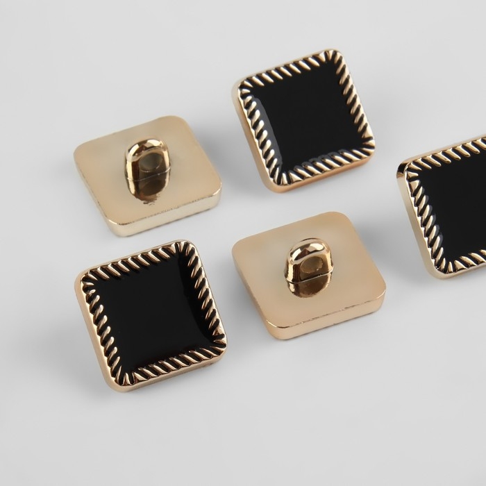 Набор пуговиц на ножке, 16 &times; 16 мм, 5 шт, цвет чёрный/золотой