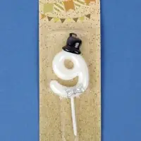 Свеча для торта &laquo;Джентельмен&raquo;, цифра 9, белая