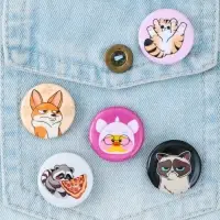 Значок металлический , закатной &laquo;Милые животные&raquo;, d = 2,5 см, МИКС