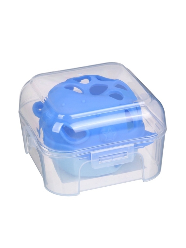 Прорезыватель силиконовый для зубов с погремушкой Крошка Я &laquo;Рыбка&raquo;, в кейсе, синий