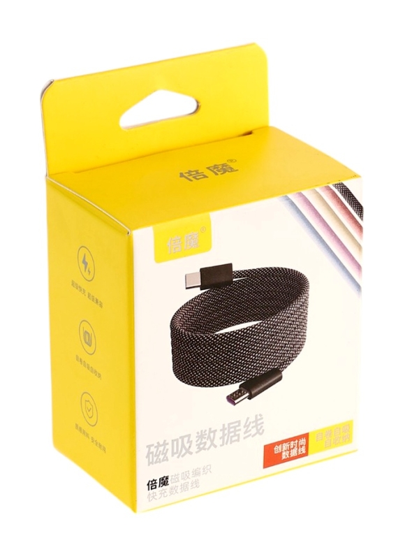 Кабель Type-C - USB, магнитный, 3 А, 60 Вт, с оплёткой, чёрный