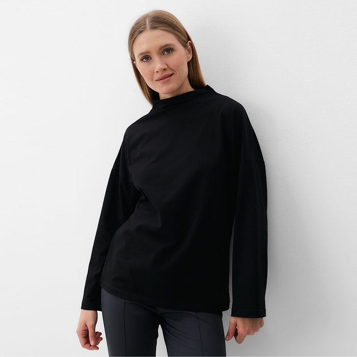 Лонгслив женский MINAKU: Casual Collection цвет чёрный, р-р 50