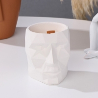 Свеча из соевого воска в кашпо &laquo;Геометрическая голова&raquo;, 9&times;7.5 см, белая