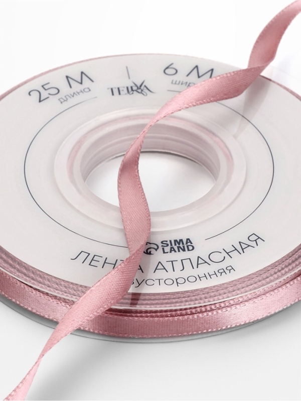 Лента атласная двухсторонняя №164 6мм*25&plusmn;1м пудровый TR