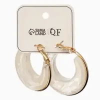 Серьги-кольца акрил "Тренд", цвет молочный в золоте