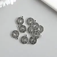 Металлический элемент, декоративная подвеска &laquo;Арт Узор. Монетка инь-ян&raquo;, серебро, 1.5&times;1.3 см