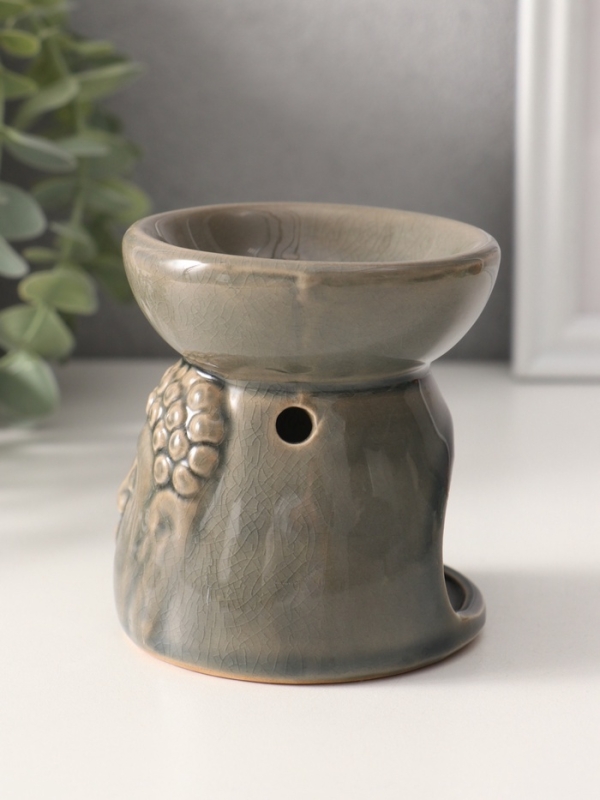 Аромалампа керамика "Лик Будды" серая 8х8х9 см
